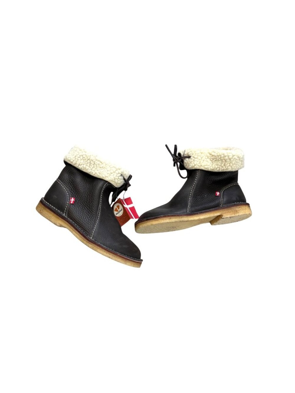 Duckfeet Unisex Adult Leather Boots Arhus Black Shearling Wool Lined 43